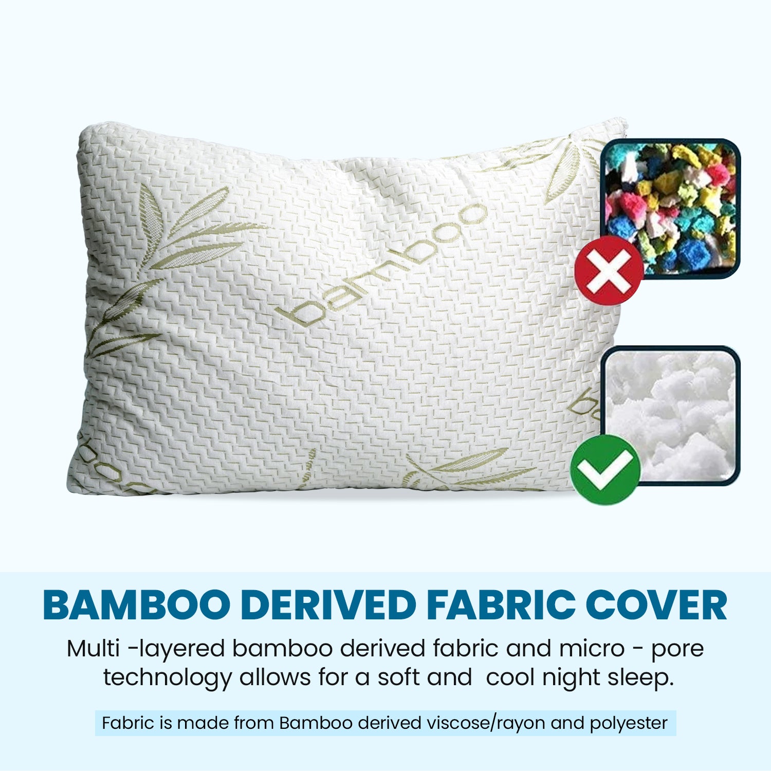All Natural Micro Cushion Comfort Latex Pillow with Bamboo Covering Queen