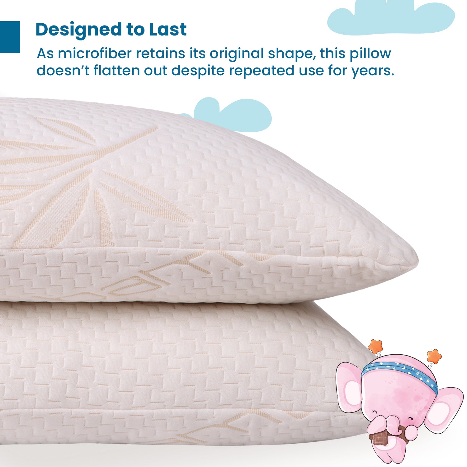 Sleepsia Supersoft Kids Pillows - 12 X 18 X 2.5 Breathable Bamboo  Pillows for Sleeping - Ultra Supportive Microfiber Premium Fill Toddler  Pillows, Golden White (Kids Bamboo Microfiber, Pack of 1) 
